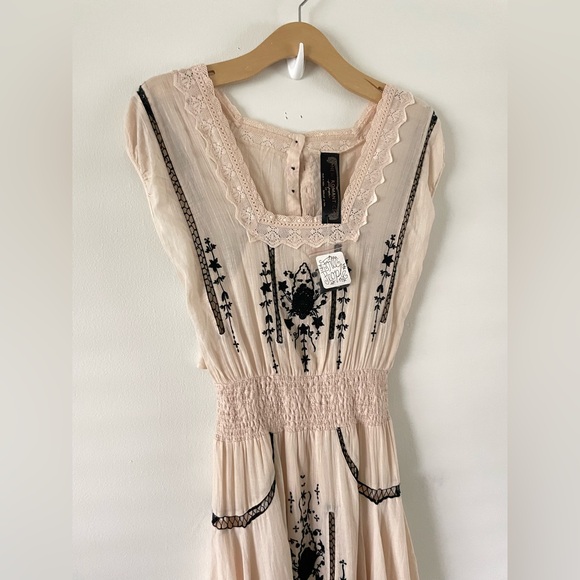 Free People Romantics Delphine Dress Tiered Asymmetrical Fairy Lace Embroidered - Picture 11 of 12